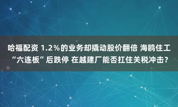 哈福配资 1.2％的业务却撬动股价翻倍 海鸥住工“六连板”后跌停 在越建厂能否扛住关税冲击？